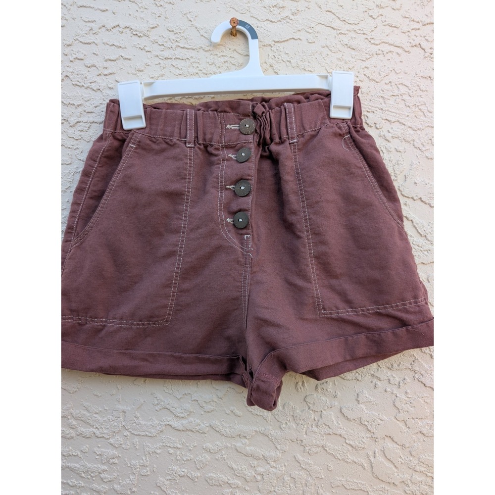 Zara Womens Linen Blend Elastic Waist Shorts‎ Size XS